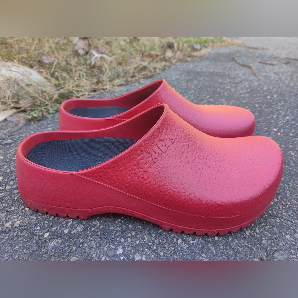 Red Super-Birki Birkenstock Clogs